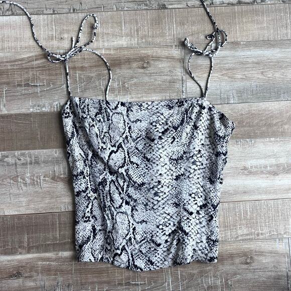 Reformation Meyer Shirred Snake Print Top Size 4 - Picture 2 of 5